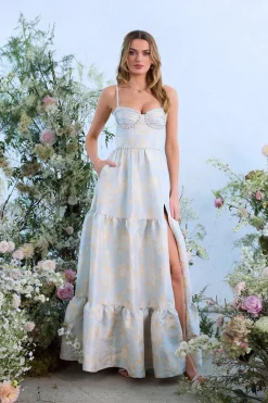The Lucetta Dress in Sky Windsor Brocade