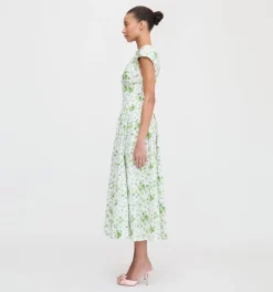 The Lucille Dress in Green Sweet Peas