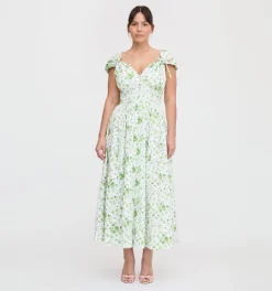 The Lucille Dress in Green Sweet Peas