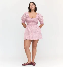 The Madeline Nap Top in Rose Circular Lattice