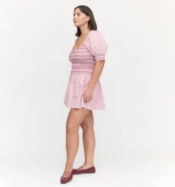 The Madeline Nap Top in Rose Circular Lattice