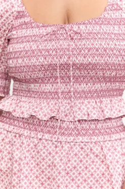 The Madeline Nap Top in Rose Circular Lattice