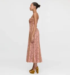 The Maisie Dress in Rust Dandelion Floral Stripe