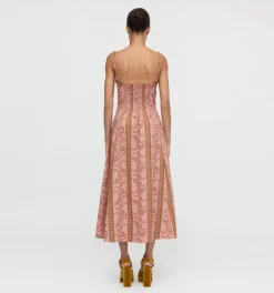 The Maisie Dress in Rust Dandelion Floral Stripe