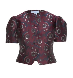 The Mallorie Top in Burgundy Baroque Jacquard
