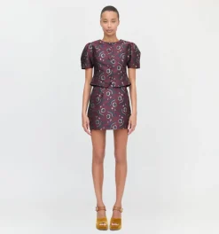 The Mallorie Top in Burgundy Baroque Jacquard