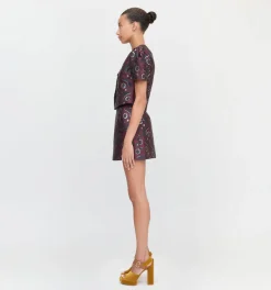 The Mallorie Top in Burgundy Baroque Jacquard