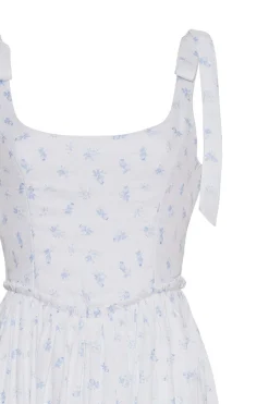 The Marie Dress in Ditsy Blue Floral Linen