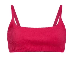 The Maui Bikini Top Smocked in Bright Begonia