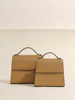 The Medium Top Handle in Camel Nappa