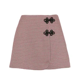 The Melody Skirt in Burgundy Holmes Houndstooth