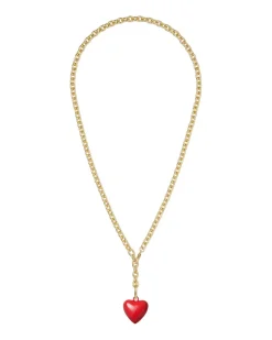 The Mini Puffy Heart Necklace in Red
