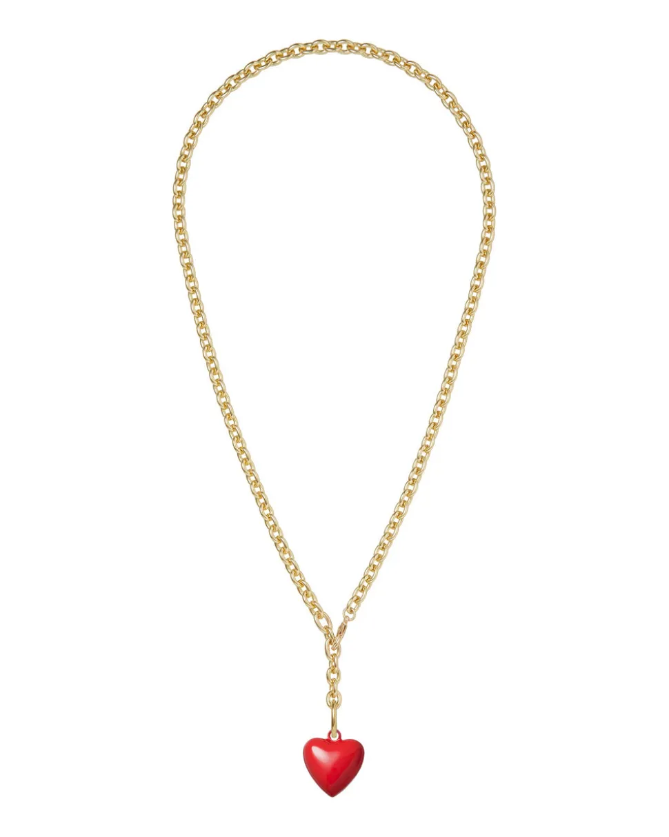 The Mini Puffy Heart Necklace in Red