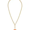 The Mini Puffy Heart Necklace in Orange