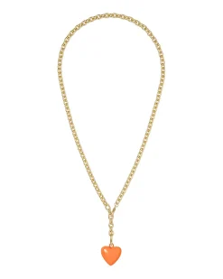 The Mini Puffy Heart Necklace in Orange
