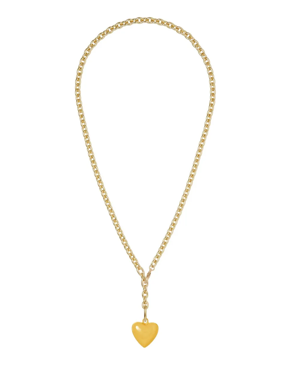 The Mini Puffy Heart Necklace in Yellow