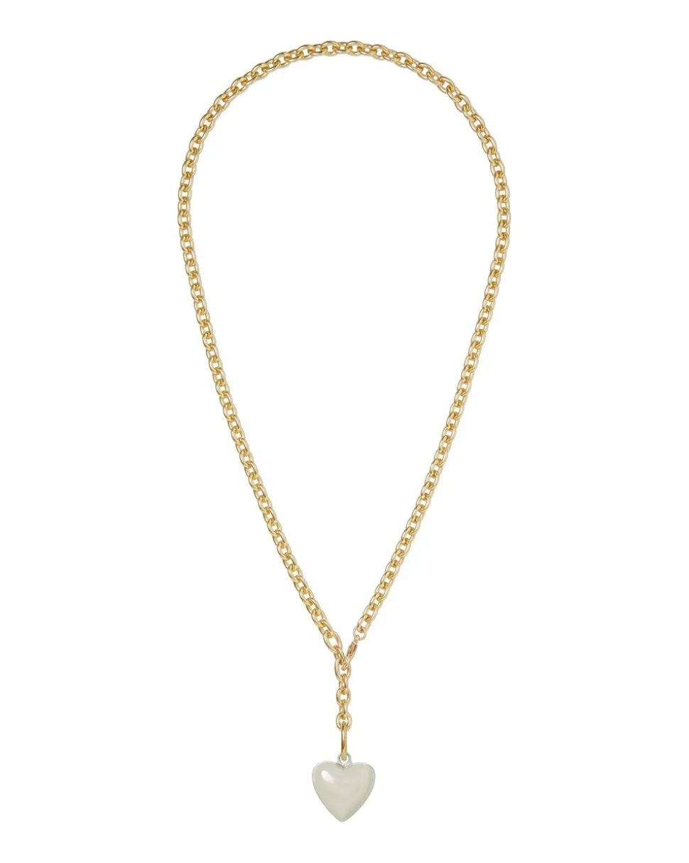 The Mini Puffy Heart Necklace in White