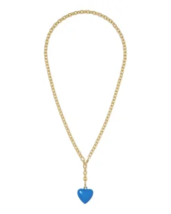 The Mini Puffy Heart Necklace in Blue