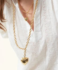 The Mini Puffy Heart Necklace in Gold
