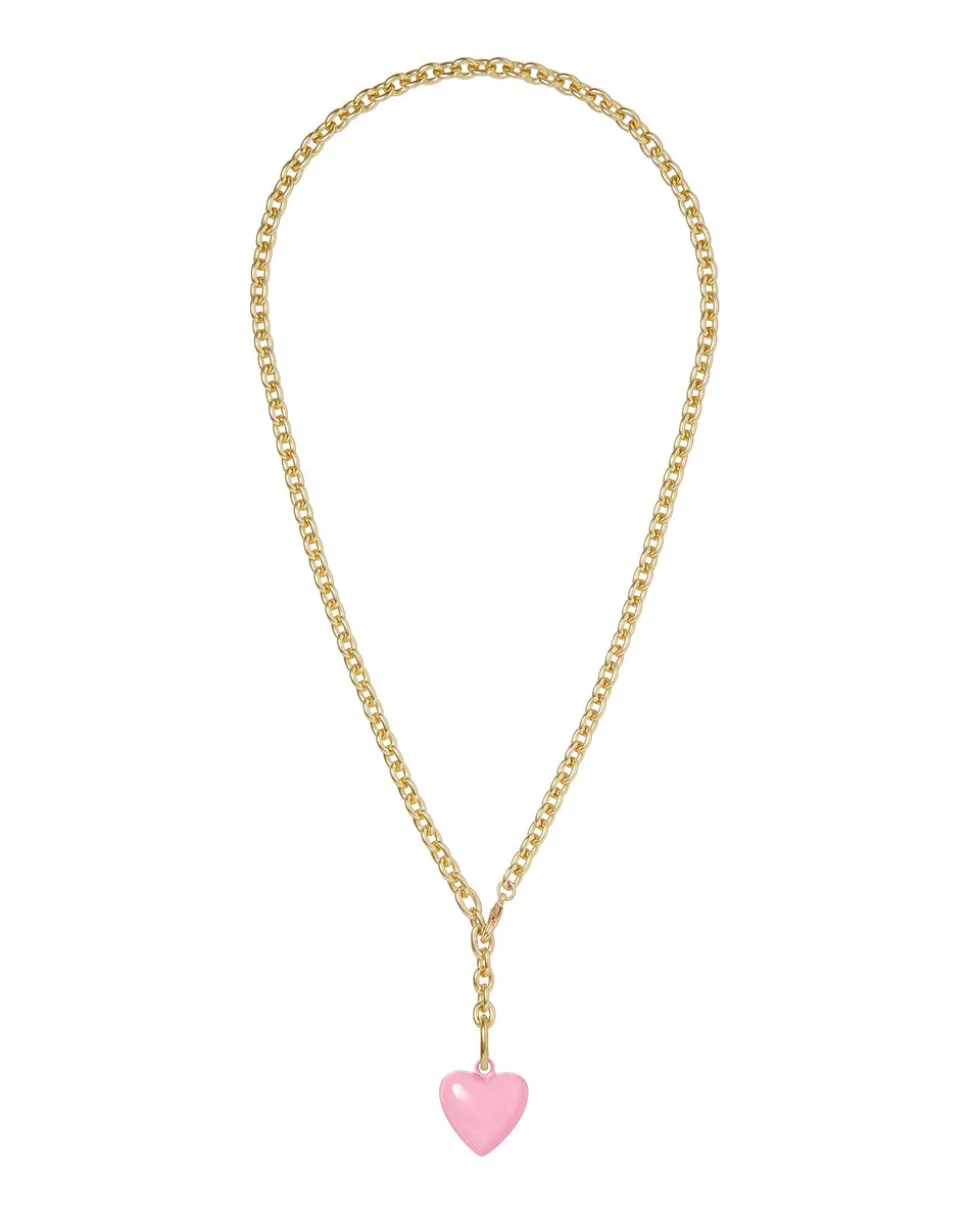 The Mini Puffy Heart Necklace in Pink