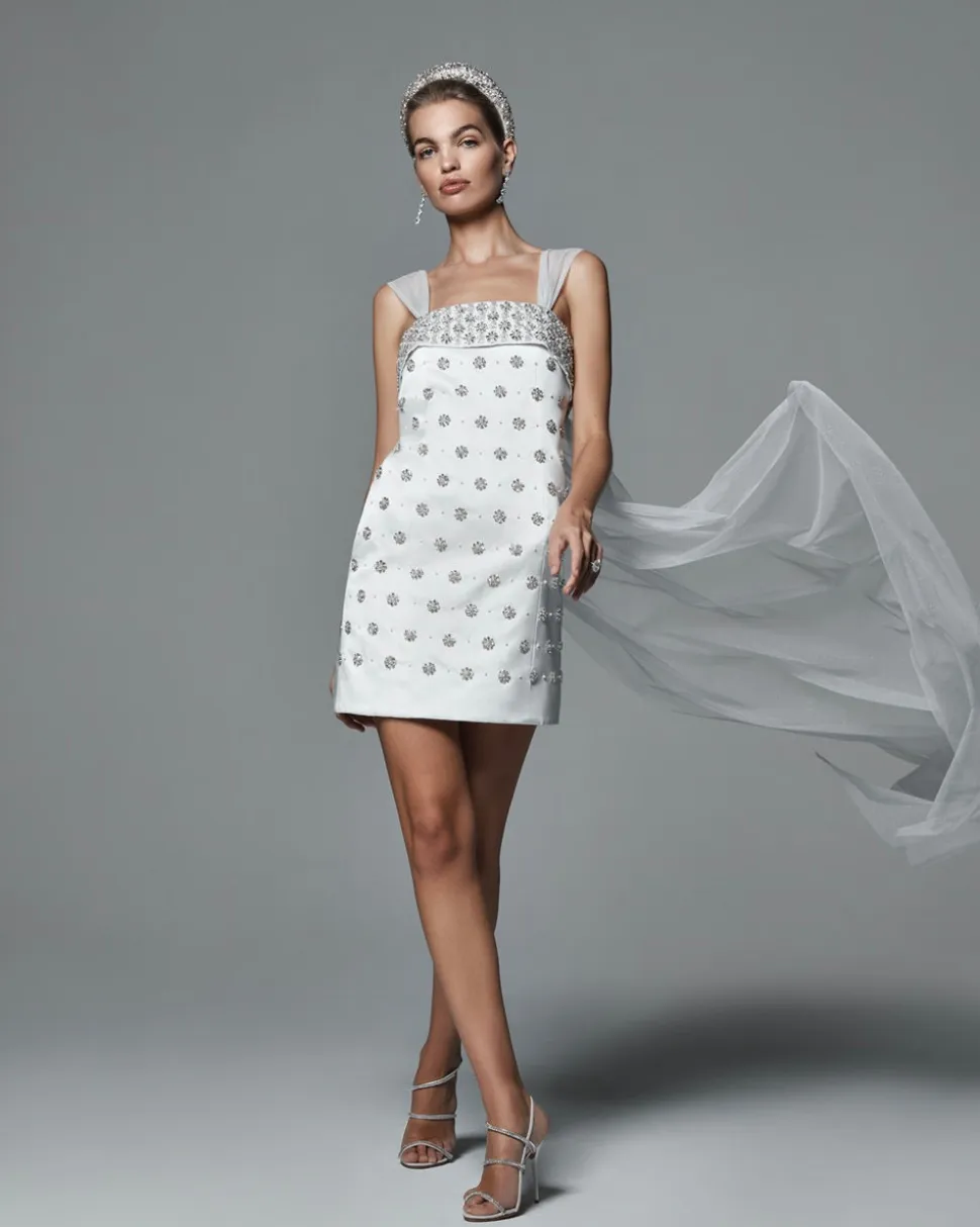 The Ness Mini Dress with Detachable Train and Straps