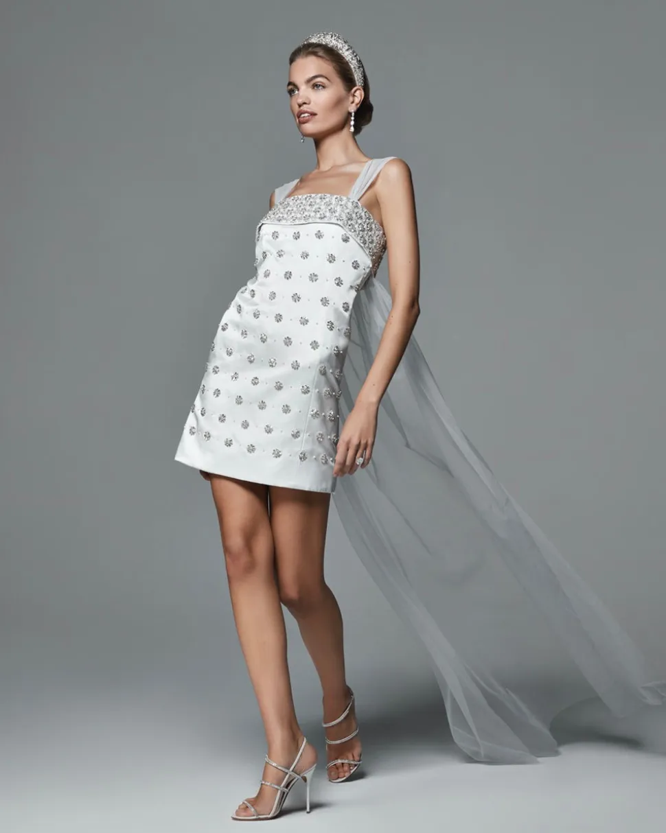 The Ness Mini Dress with Detachable Train and Straps