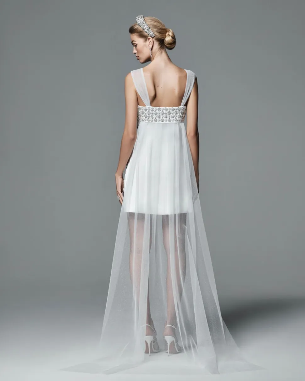 The Ness Mini Dress with Detachable Train and Straps