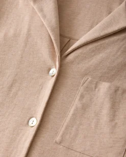 The Olivia Wide Leg Pima Pajama Set in Camel