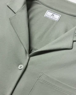 The Olivia Wide Leg Pima Pajama Set in Sage