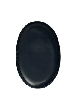The Oval Tray in Black Leather Lace Trim