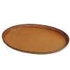 The Oval Tray in Cognac Leather Lace Trim