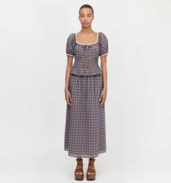 The Paulina Top in Brown Spencer Plaid