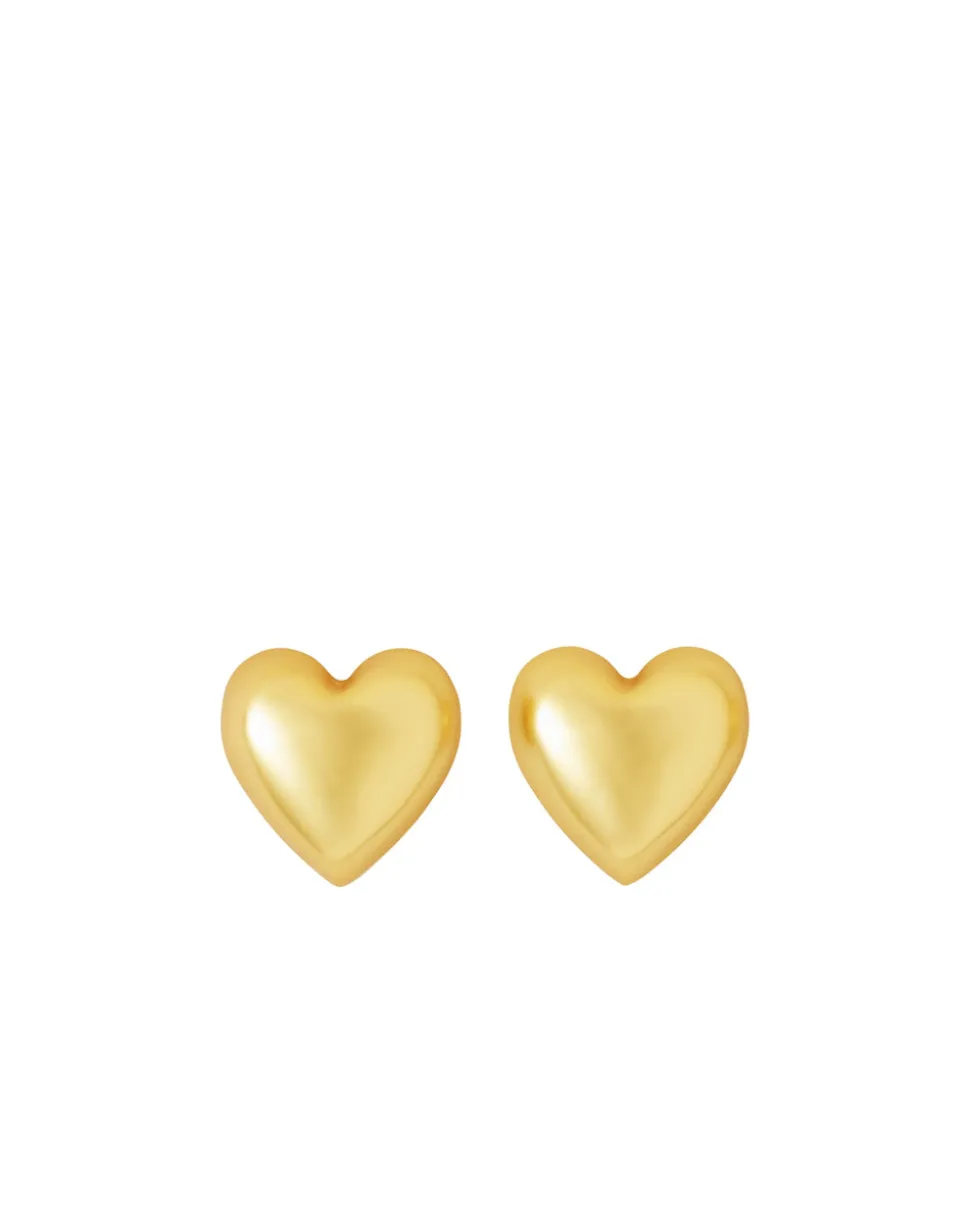 The Puffy Heart Gold Stud Earrings