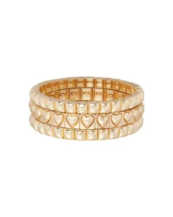 The Puffy Heart Stud Bracelet Stack