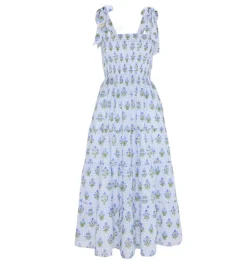 The Ribbon Ellie Nap Dress in Blue Block Print