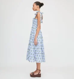 The Ribbon Ellie Nap Dress in Blue Block Print