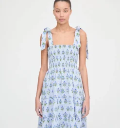 The Ribbon Ellie Nap Dress in Blue Block Print