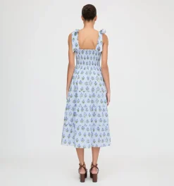 The Ribbon Ellie Nap Dress in Blue Block Print