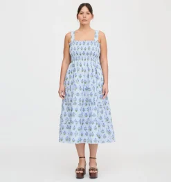 The Ribbon Ellie Nap Dress in Blue Block Print
