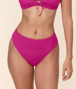 The 90s High Waist Bikini Bottom in Fuchsia