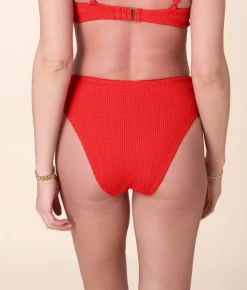 The 90s High Waist Bikini Bottom in Seersucker Firecracker