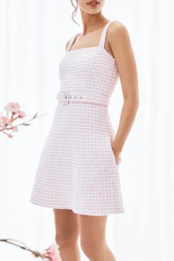 The Sasha Dress in Pink & White