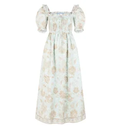 The Scarlett Nap Dress - Aqua Calico Trellis