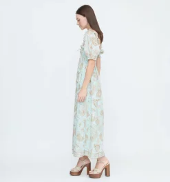 The Scarlett Nap Dress - Aqua Calico Trellis