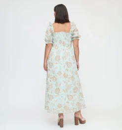 The Scarlett Nap Dress - Aqua Calico Trellis
