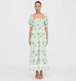 The Scarlett Nap Dress in Green Sweet Peas