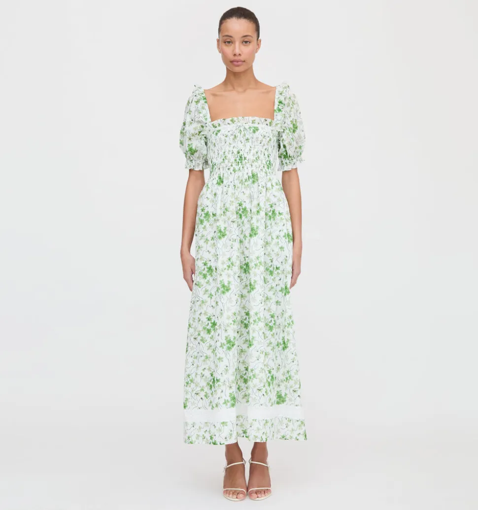 The Scarlett Nap Dress in Green Sweet Peas