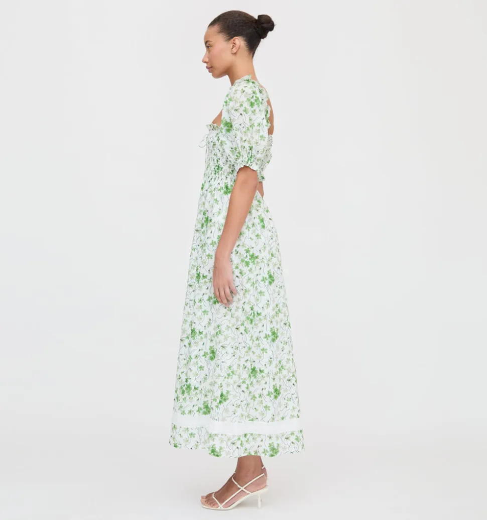 The Scarlett Nap Dress in Green Sweet Peas