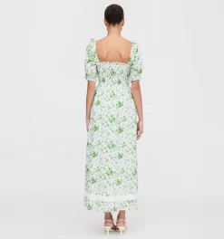 The Scarlett Nap Dress in Green Sweet Peas