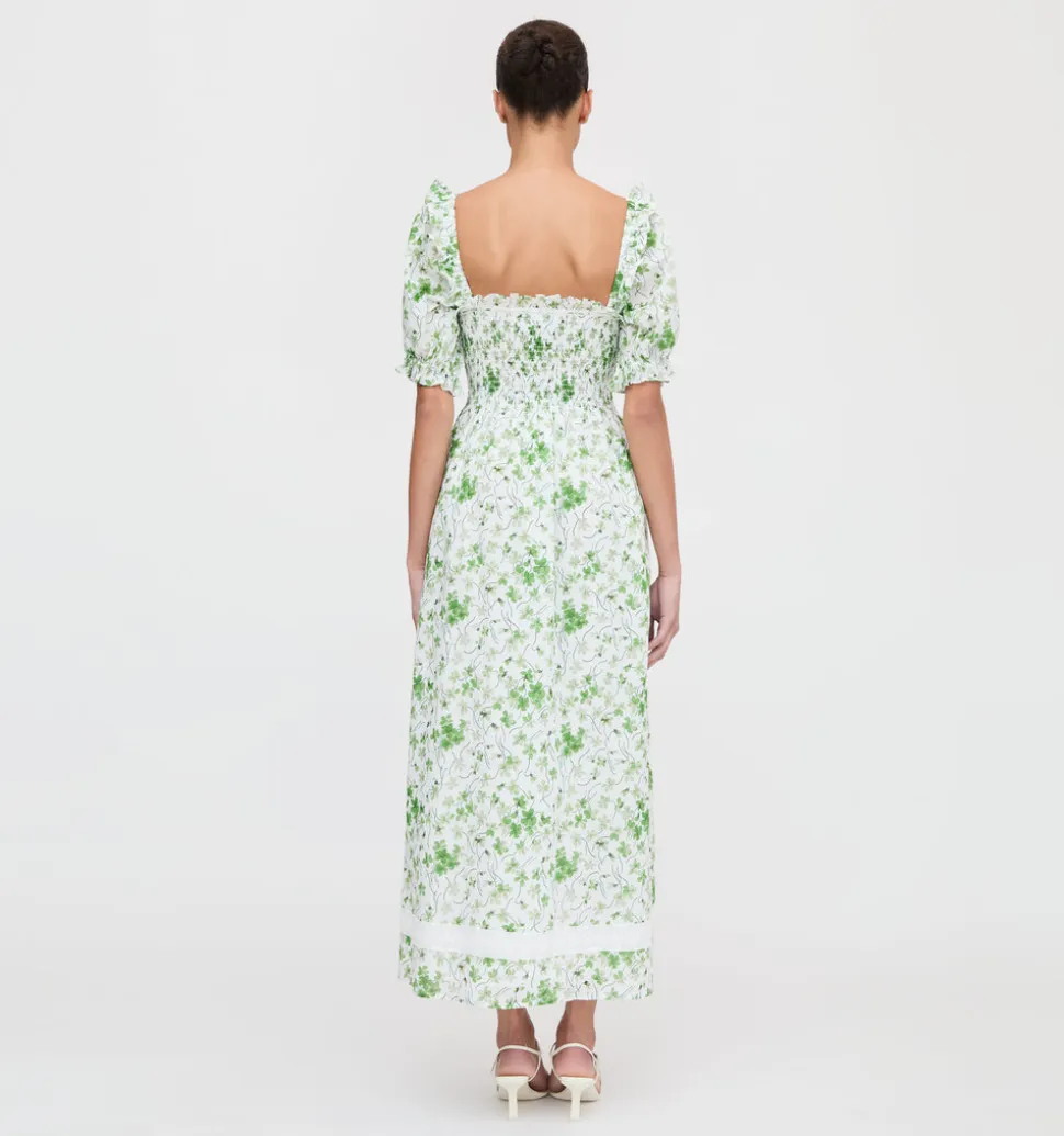 The Scarlett Nap Dress in Green Sweet Peas